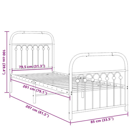 Bedframe met hoofd- en voeteneinde metaal wit 80x200 cm