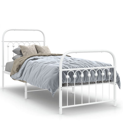 Bedframe met hoofd- en voeteneinde metaal wit 80x200 cm