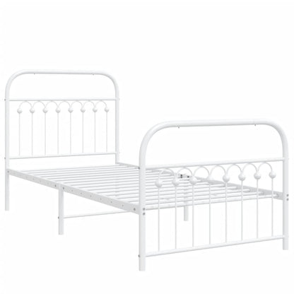 Bedframe met hoofd- en voeteneinde metaal wit 90x200 cm