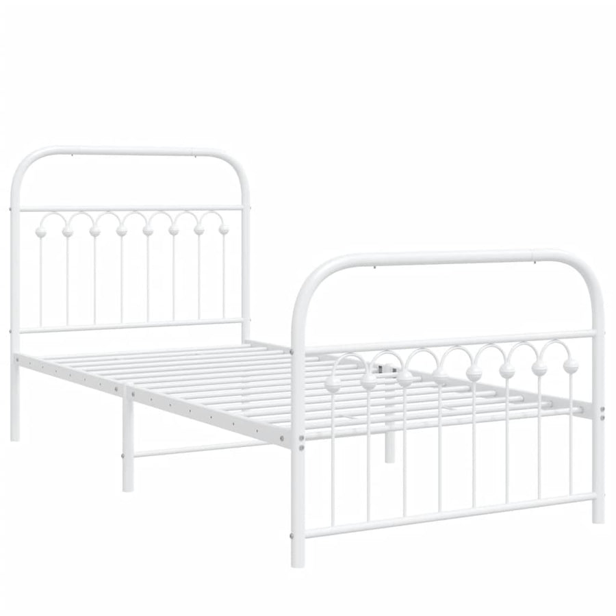 Bedframe met hoofd- en voeteneinde metaal wit 90x200 cm