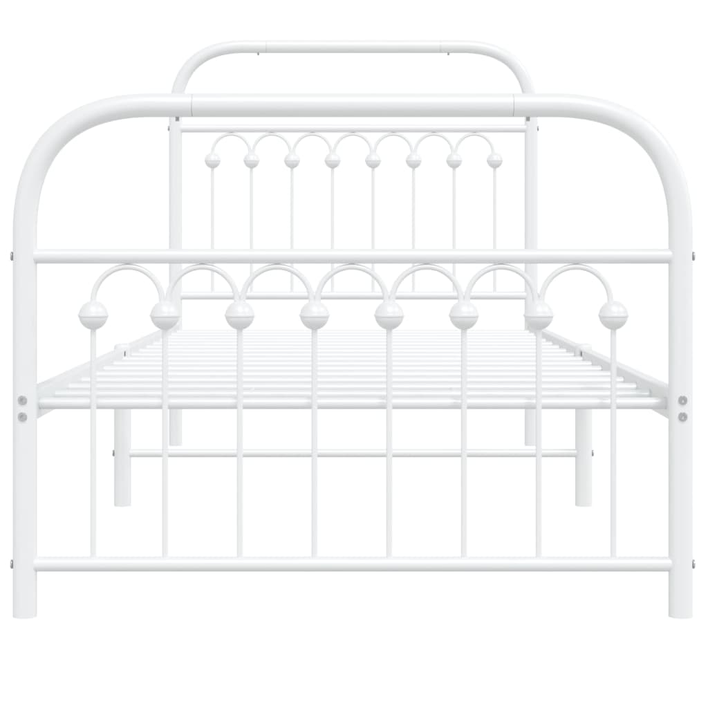 Bedframe met hoofd- en voeteneinde metaal wit 90x200 cm