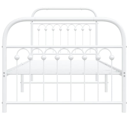 Bedframe met hoofd- en voeteneinde metaal wit 90x200 cm