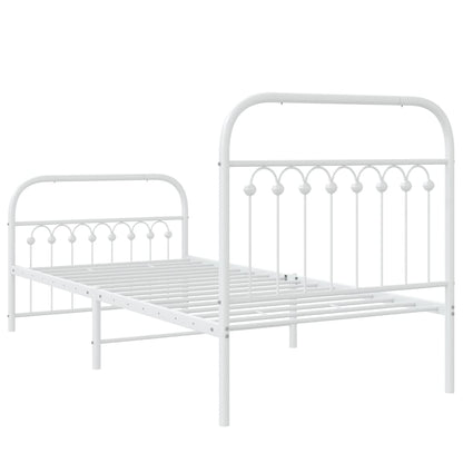 Bedframe met hoofd- en voeteneinde metaal wit 90x200 cm