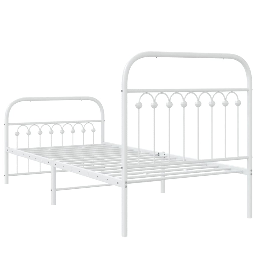 Bedframe met hoofd- en voeteneinde metaal wit 90x200 cm