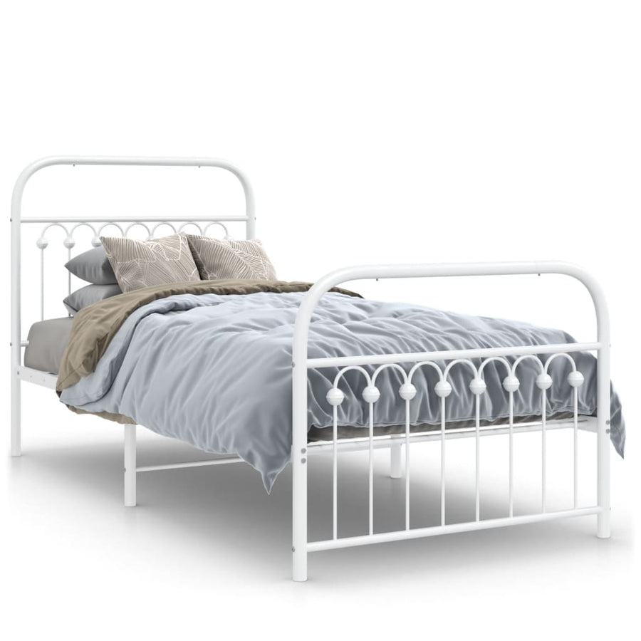 Bedframe met hoofd- en voeteneinde metaal wit 90x200 cm