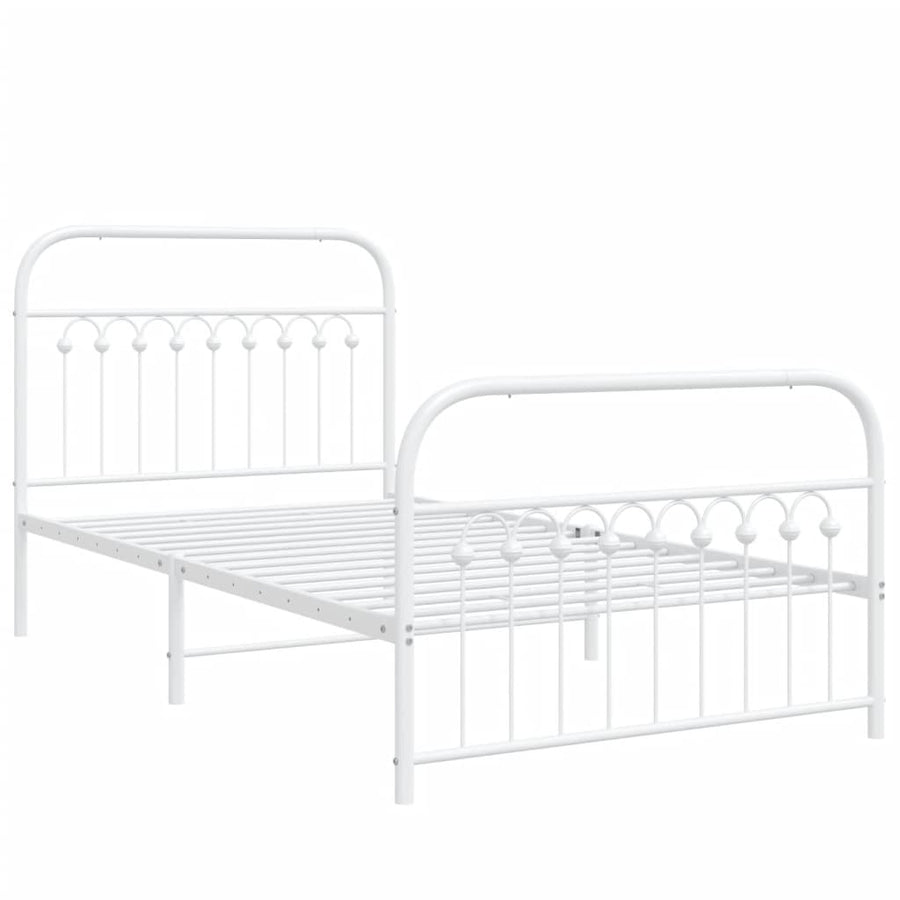 Bedframe met hoofd- en voeteneinde metaal wit 100x190 cm
