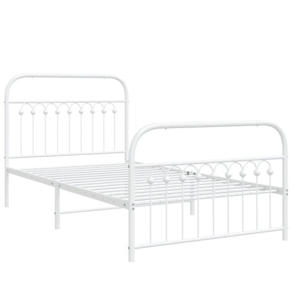 Bedframe met hoofd- en voeteneinde metaal wit 100x200 cm