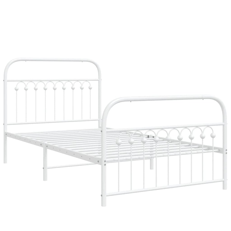 Bedframe met hoofd- en voeteneinde metaal wit 100x200 cm