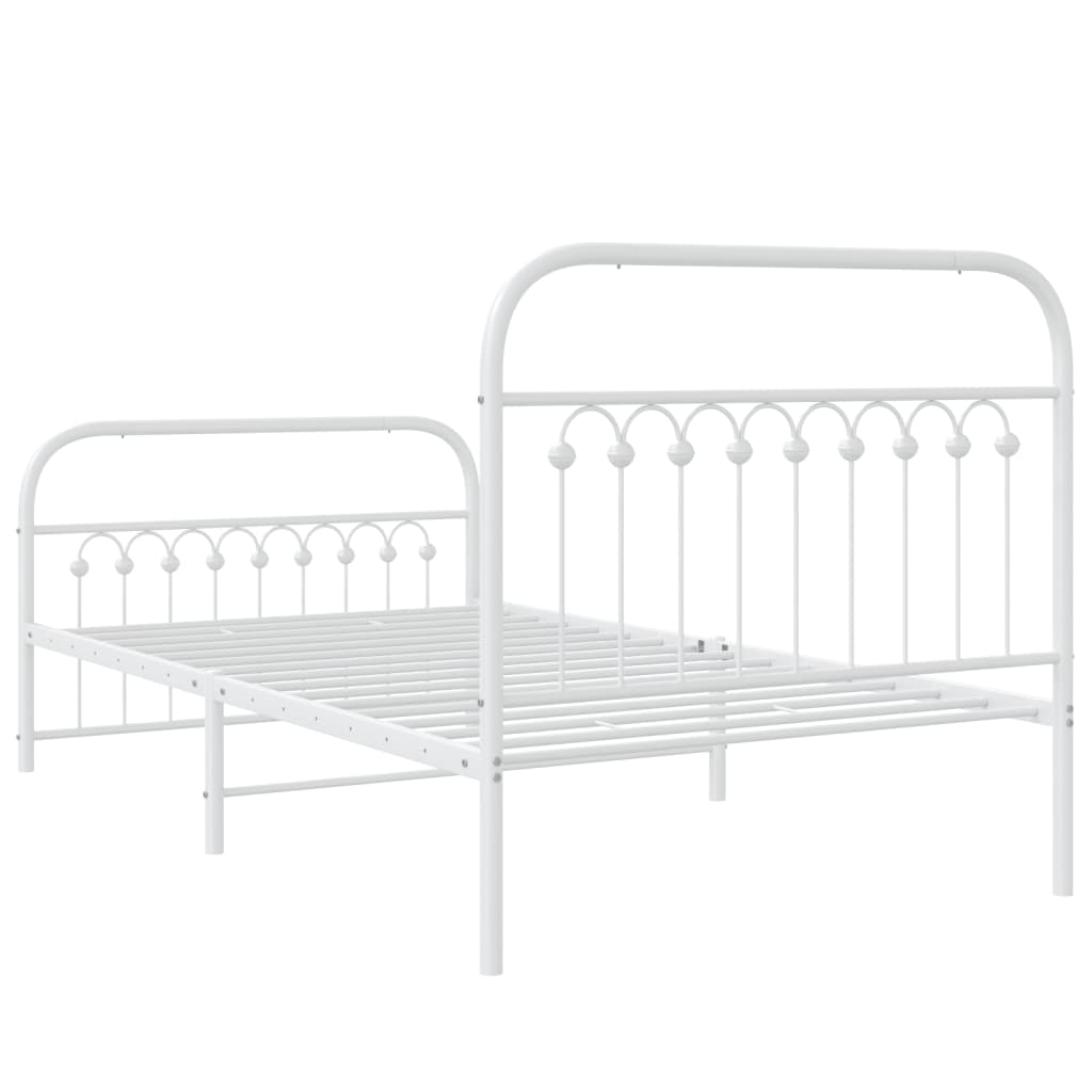 Bedframe met hoofd- en voeteneinde metaal wit 100x200 cm