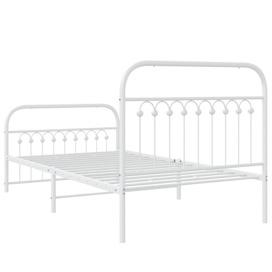 Bedframe met hoofd- en voeteneinde metaal wit 100x200 cm