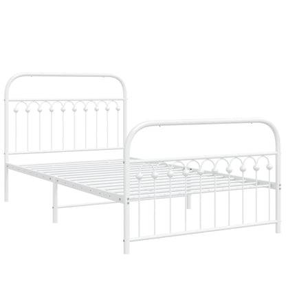 Bedframe met hoofd- en voeteneinde metaal wit 107x203 cm