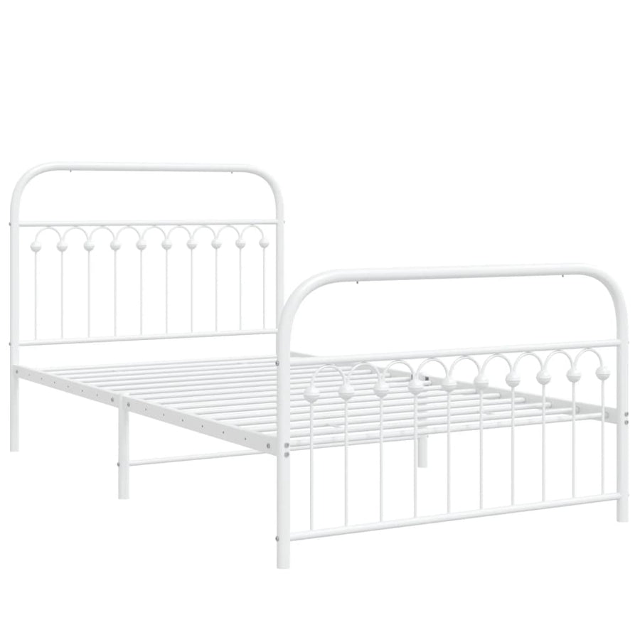 Bedframe met hoofd- en voeteneinde metaal wit 107x203 cm
