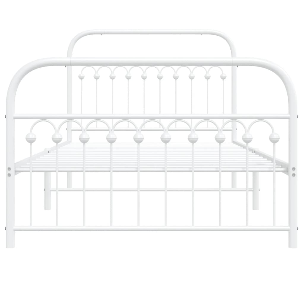 Bedframe met hoofd- en voeteneinde metaal wit 107x203 cm