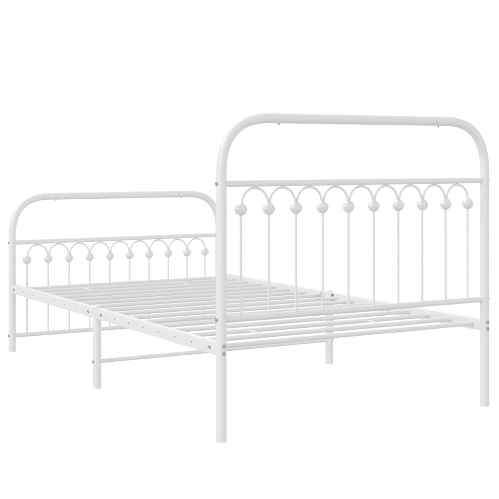 Bedframe met hoofd- en voeteneinde metaal wit 107x203 cm