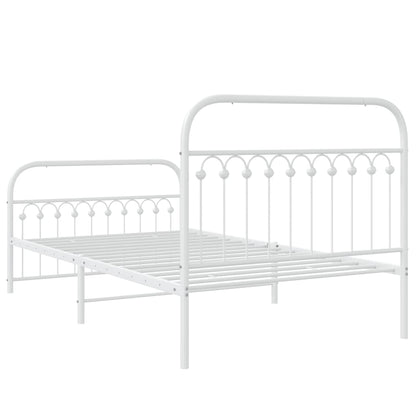 Bedframe met hoofd- en voeteneinde metaal wit 107x203 cm