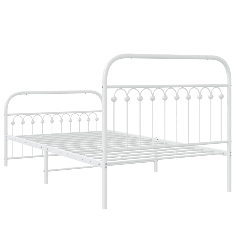 Bedframe met hoofd- en voeteneinde metaal wit 107x203 cm