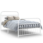 Bed frame with headboard and footboard metal white 107x203 cm