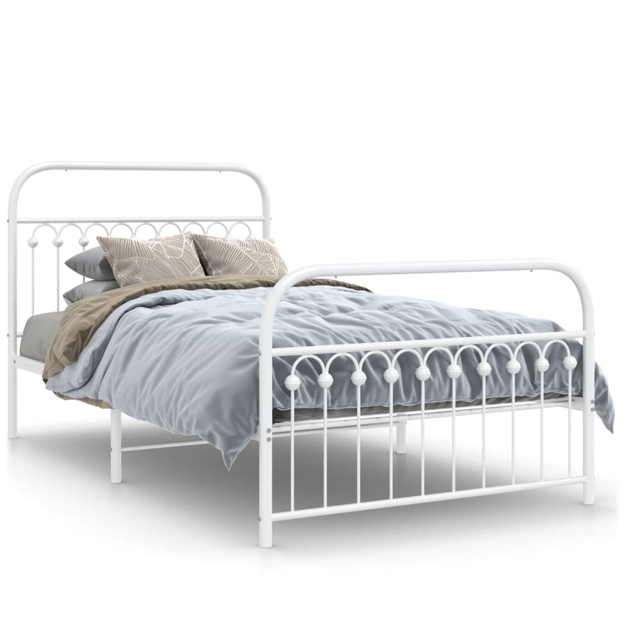 Bedframe met hoofd- en voeteneinde metaal wit 107x203 cm