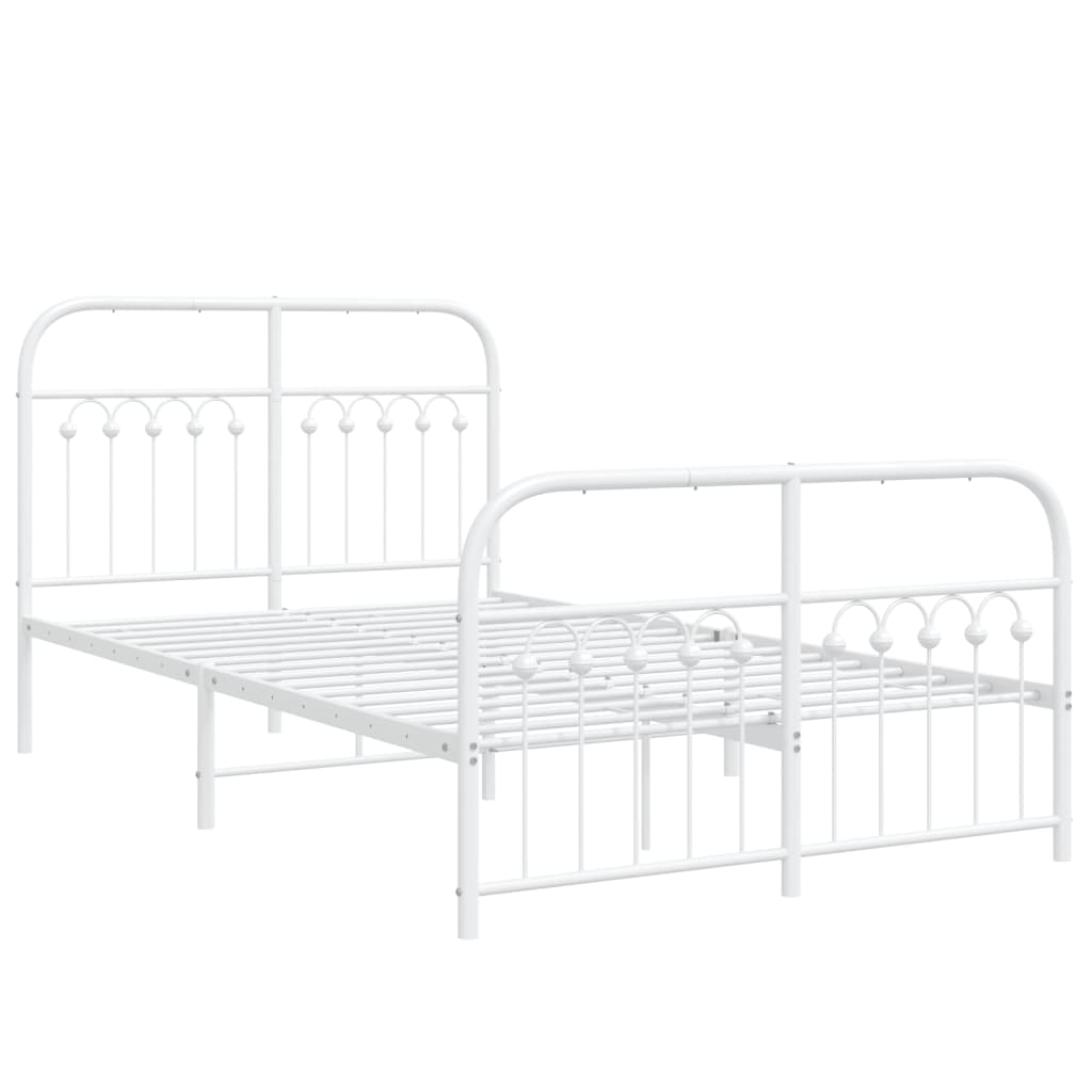 Bedframe met hoofd- en voeteneinde metaal wit 120 x 190 cm