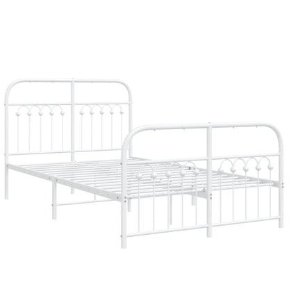 Bedframe met hoofd- en voeteneinde metaal wit 120 x 190 cm