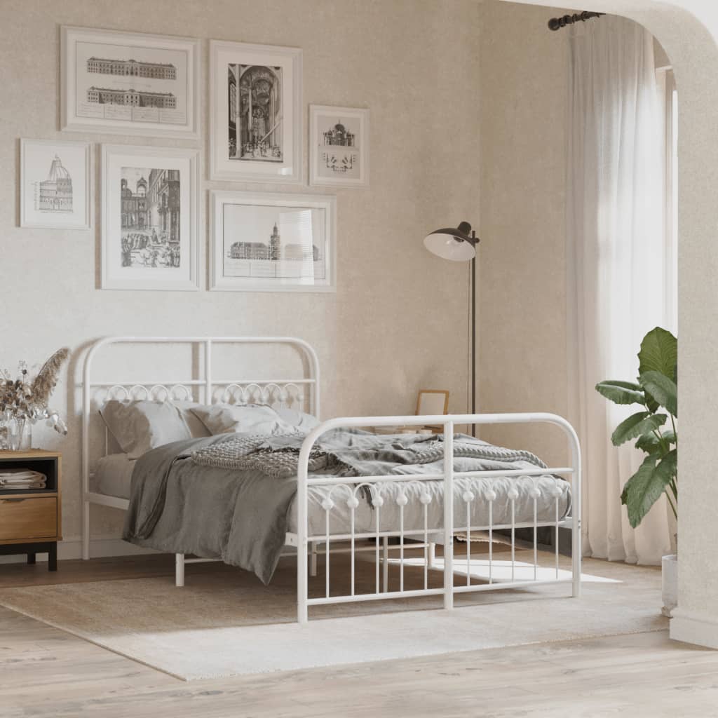 Bedframe met hoofd- en voeteneinde metaal wit 120 x 190 cm
