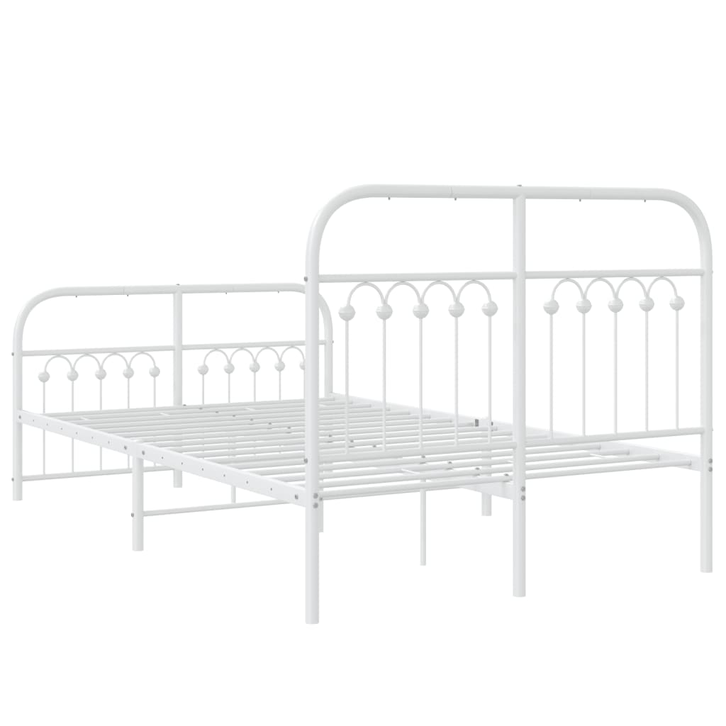 Bedframe met hoofd- en voeteneinde metaal wit 120 x 190 cm