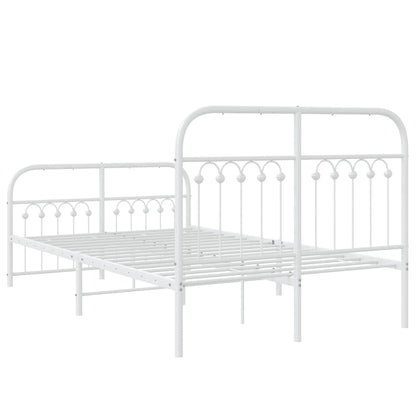Bedframe met hoofd- en voeteneinde metaal wit 120 x 190 cm