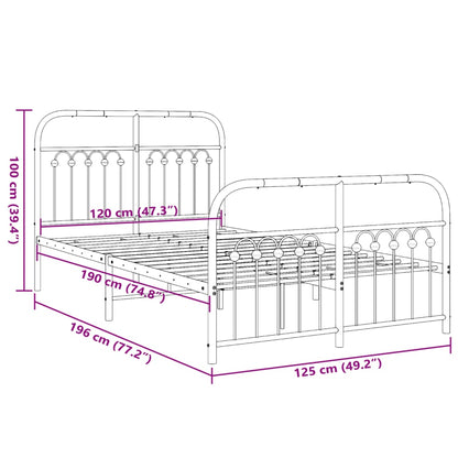 Bedframe met hoofd- en voeteneinde metaal wit 120 x 190 cm