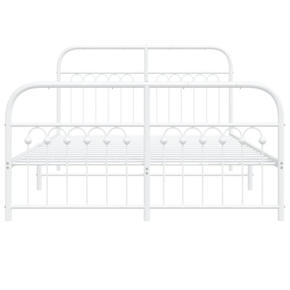 Bedframe met hoofd- en voeteneinde metaal wit 137x190 cm