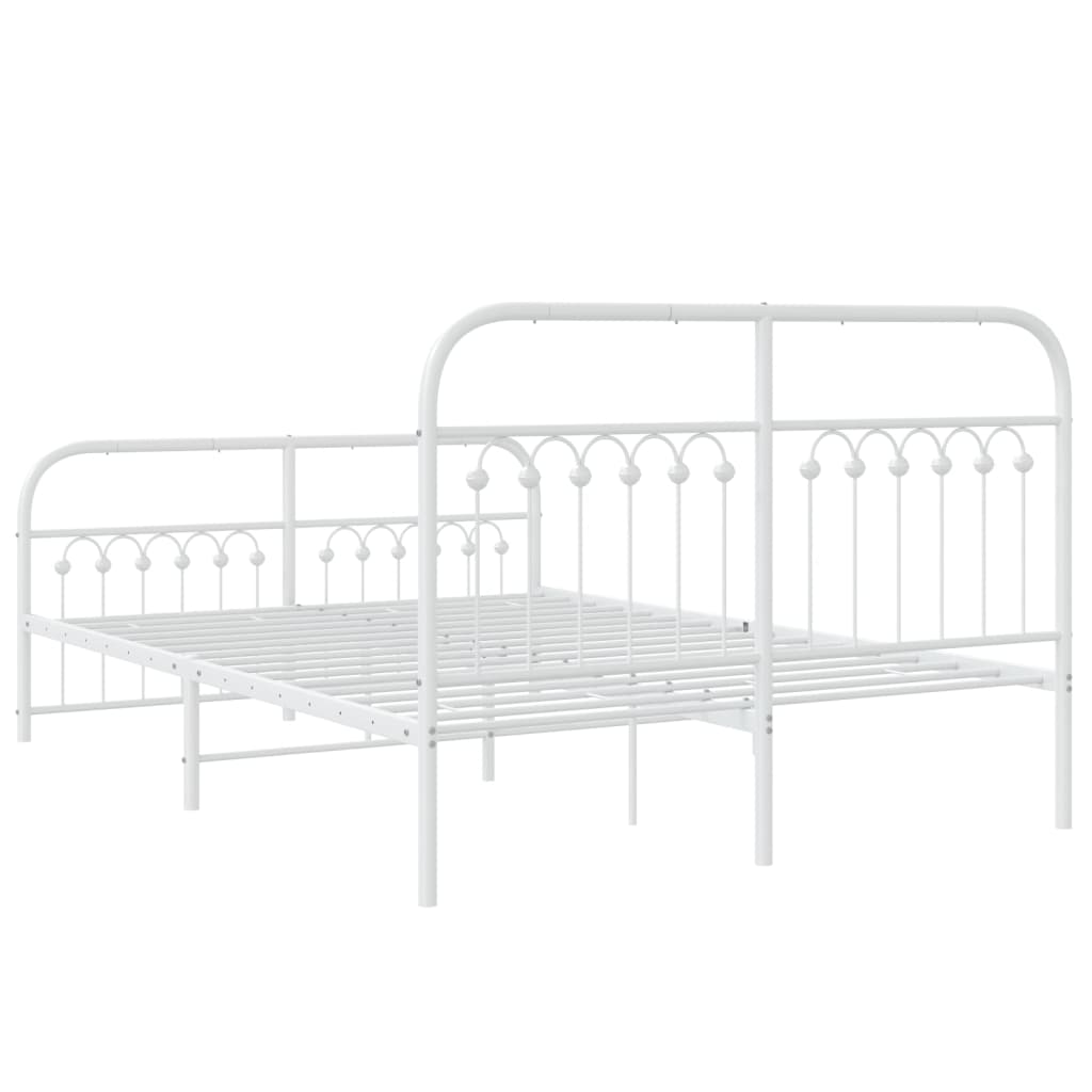 Bedframe met hoofd- en voeteneinde metaal wit 137x190 cm
