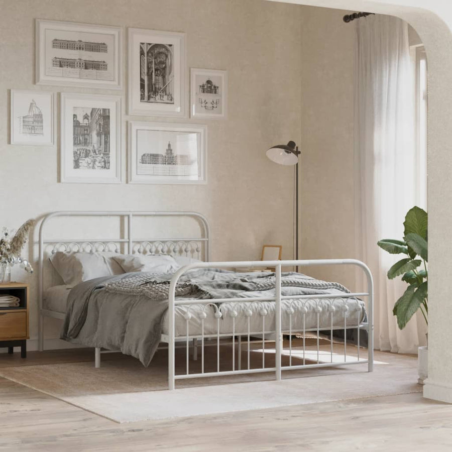Bedframe met hoofd- en voeteneinde metaal wit 140x200 cm