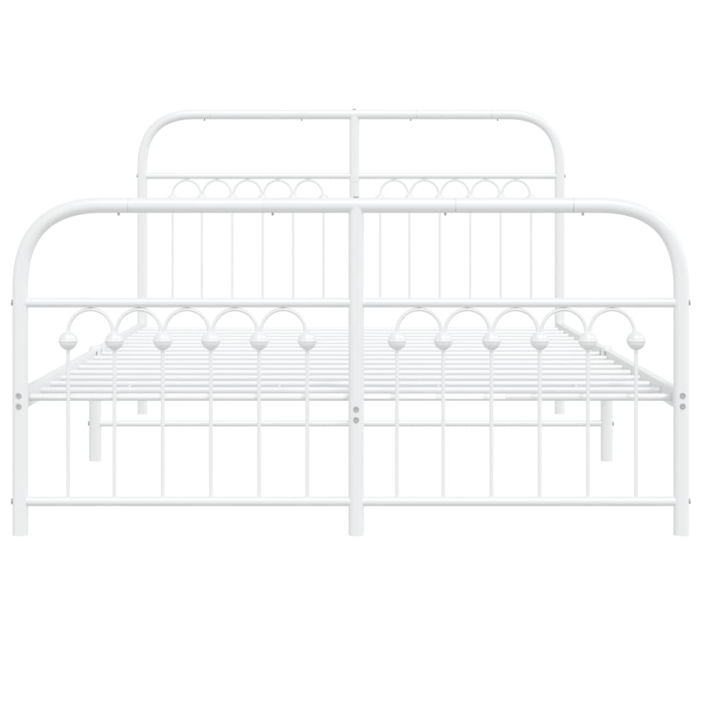 Bedframe met hoofd- en voeteneinde metaal wit 140x200 cm