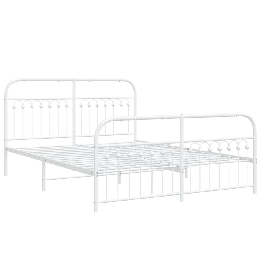 Bedframe met hoofd- en voeteneinde metaal wit 150x200 cm