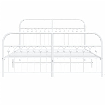 Bedframe met hoofd- en voeteneinde metaal wit 150x200 cm