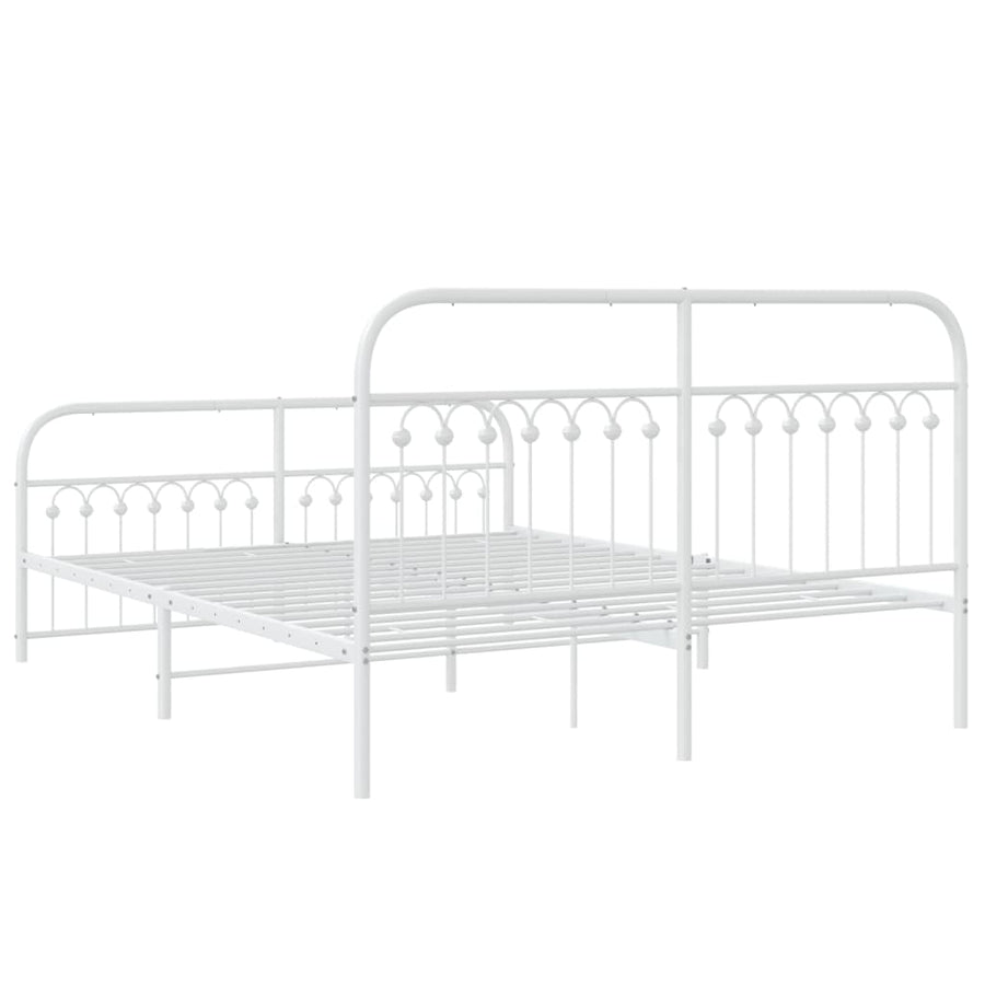 Bedframe met hoofd- en voeteneinde metaal wit 150x200 cm