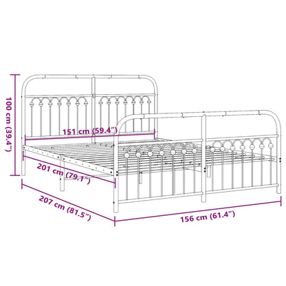 Bedframe met hoofd- en voeteneinde metaal wit 150x200 cm