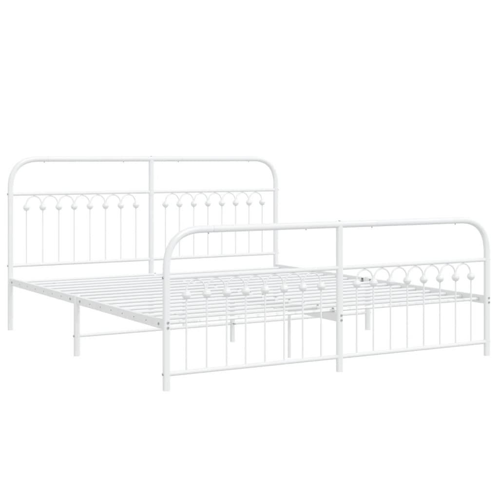 Bedframe met hoofd- en voeteneinde metaal wit 183x203 cm