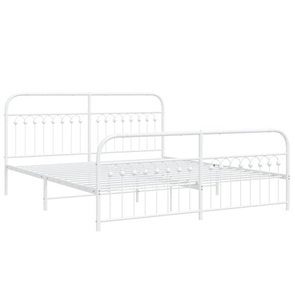 Bedframe met hoofd- en voeteneinde metaal wit 183x203 cm