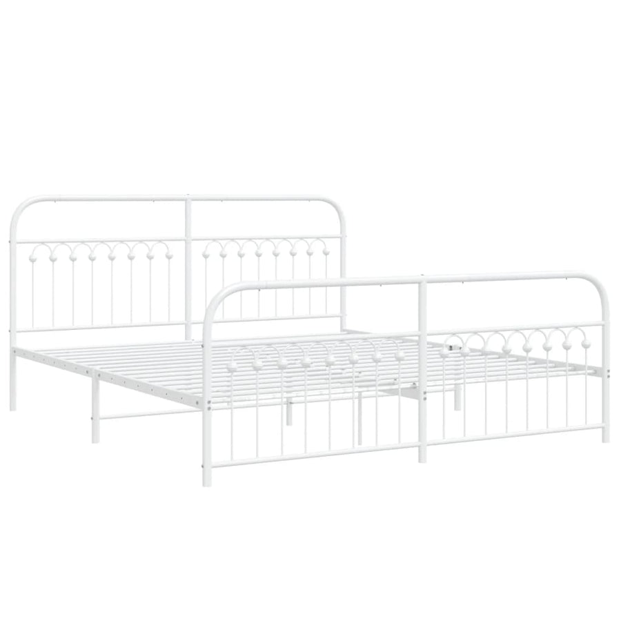 Bedframe met hoofd- en voeteneinde metaal wit 183x203 cm