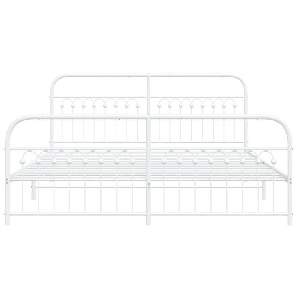 Bedframe met hoofd- en voeteneinde metaal wit 183x203 cm