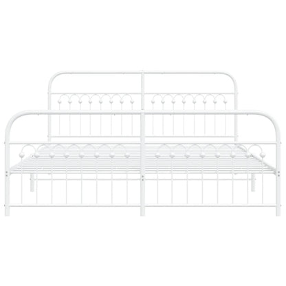 Bedframe met hoofd- en voeteneinde metaal wit 183x203 cm