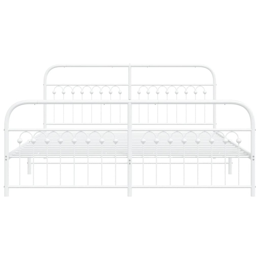 Bedframe met hoofd- en voeteneinde metaal wit 183x203 cm