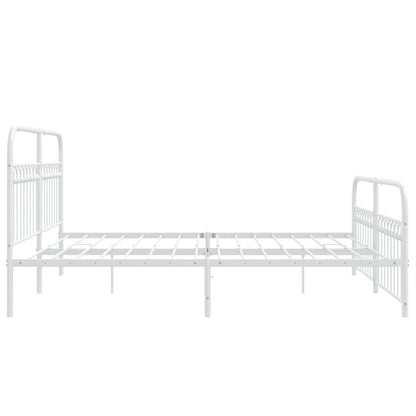 Bedframe met hoofd- en voeteneinde metaal wit 183x203 cm