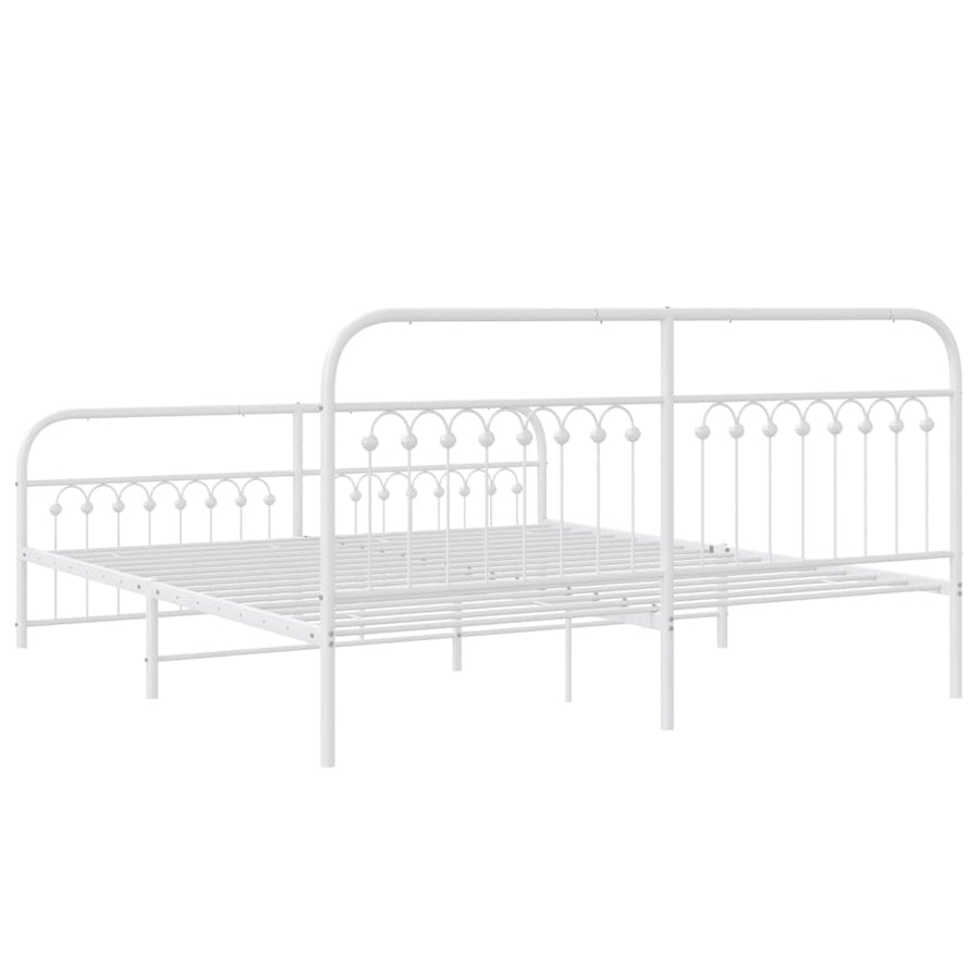 Bedframe met hoofd- en voeteneinde metaal wit 183x203 cm