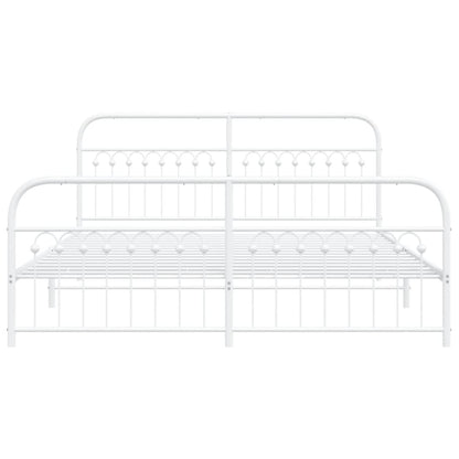 Bedframe met hoofd- en voeteneinde metaal wit 183x213 cm