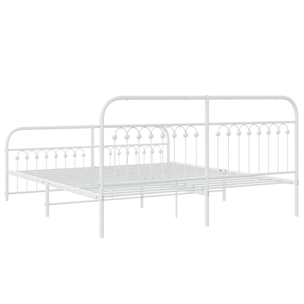 Bedframe met hoofd- en voeteneinde metaal wit 183x213 cm