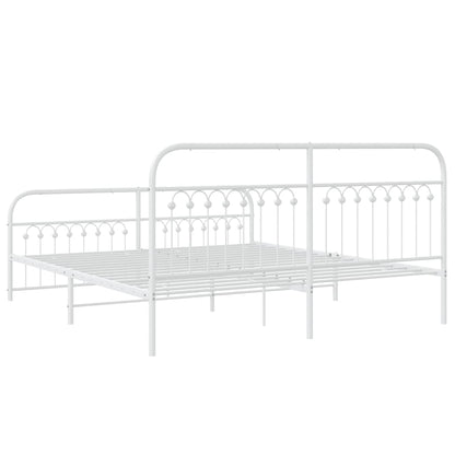 Bedframe met hoofd- en voeteneinde metaal wit 183x213 cm