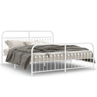 White Metal Bed Frame with Headboard and Footboard 183x213 cm