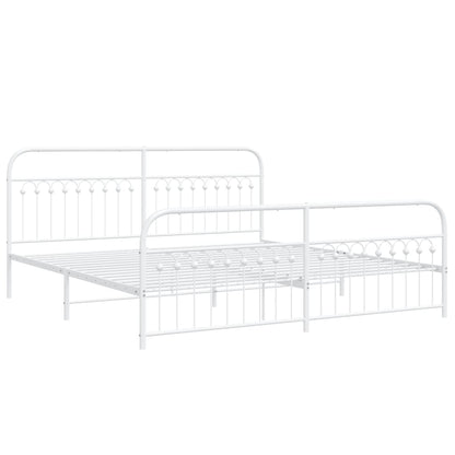 Bedframe met hoofd- en voeteneinde metaal wit 193x203 cm