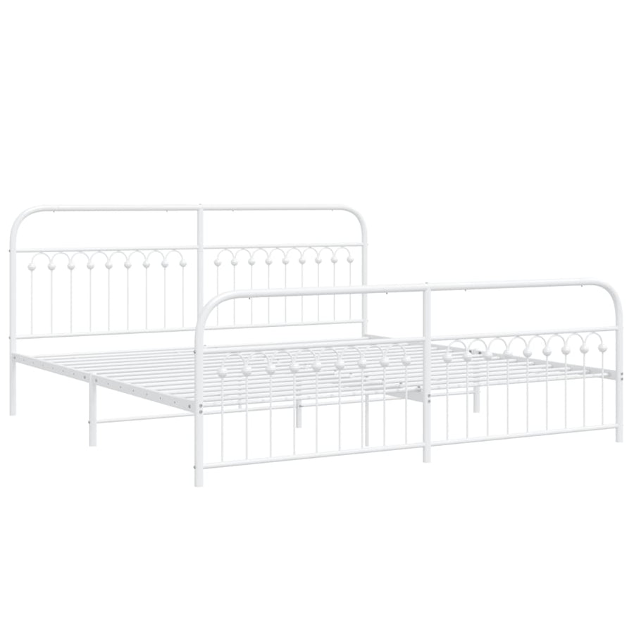 Bedframe met hoofd- en voeteneinde metaal wit 193x203 cm